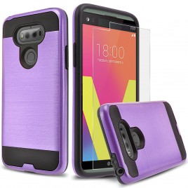 LG V20 Case, 2-Piece Style Hybrid Shockproof Hard Case Cover with [Premium Screen Protector] Hybird Shockproof And Circlemalls Stylus Pen (Purple)